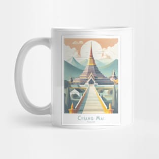 Vintage Retro Majestic Chiang Mai Pagoda Mug